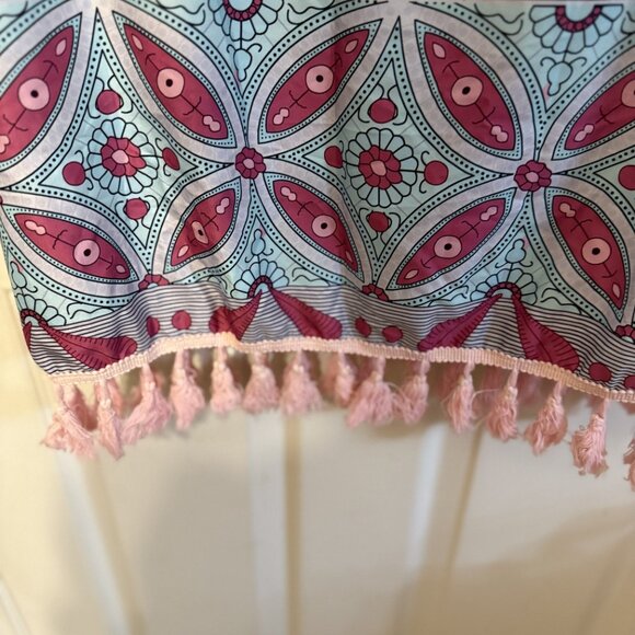 Boho Resort Swim Cover-Up Dress – Tassel Hem, Vibrant Print, Unbranded - Picture 3 of 4
